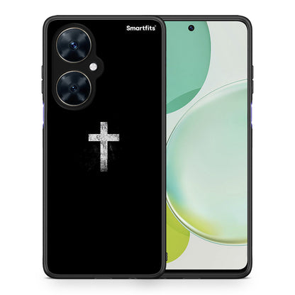 Θήκη Huawei Nova 11i White Cross από τη Smartfits με σχέδιο στο πίσω μέρος και μαύρο περίβλημα | Huawei Nova 11i White Cross case with colorful back and black bezels