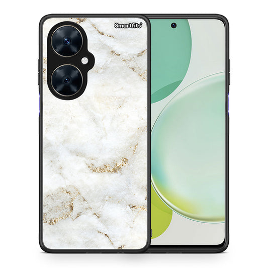 Θήκη Huawei Nova 11i White Gold Marble από τη Smartfits με σχέδιο στο πίσω μέρος και μαύρο περίβλημα | Huawei Nova 11i White Gold Marble case with colorful back and black bezels