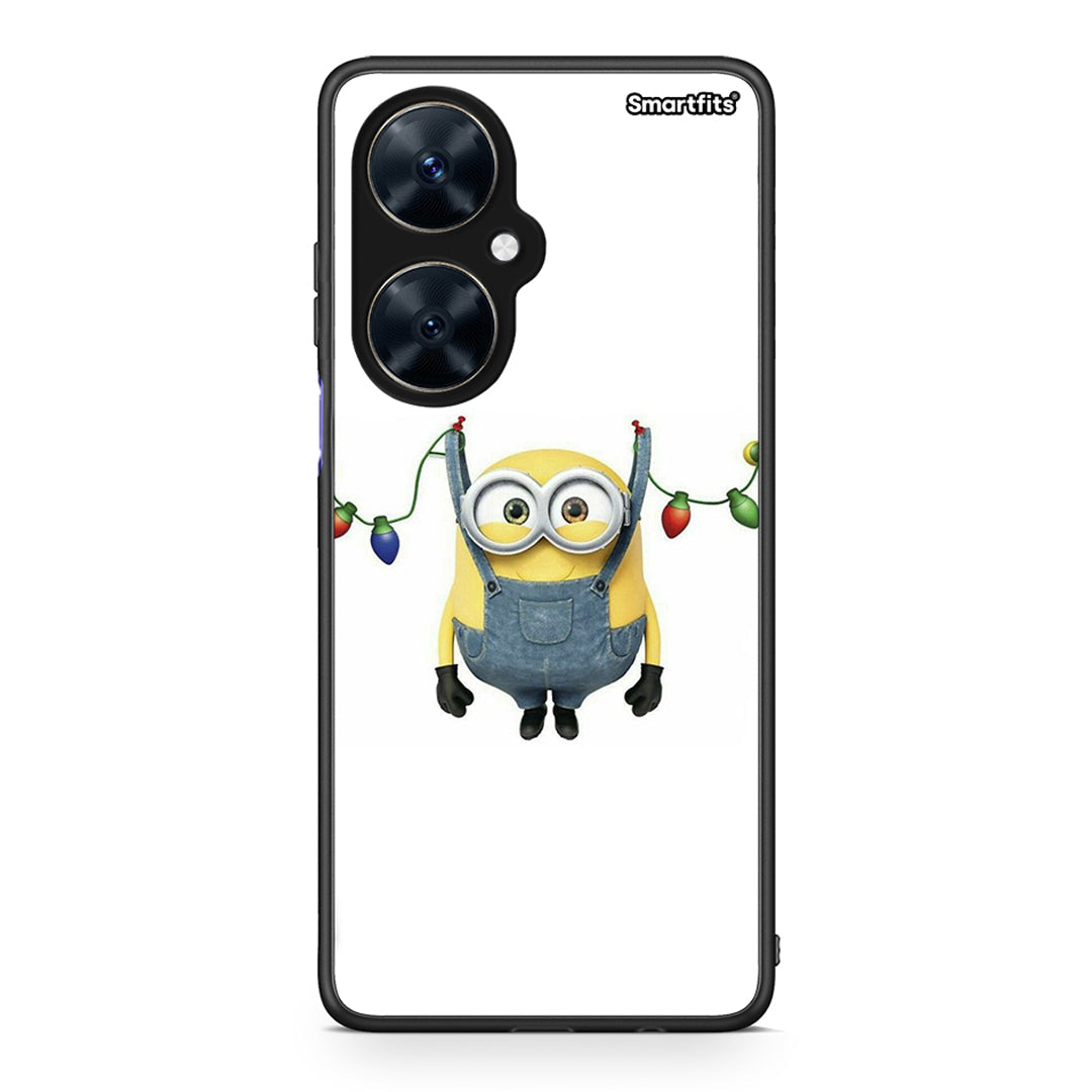 Huawei Nova 11i Xmas Minion Lights θήκη από τη Smartfits με σχέδιο στο πίσω μέρος και μαύρο περίβλημα | Smartphone case with colorful back and black bezels by Smartfits