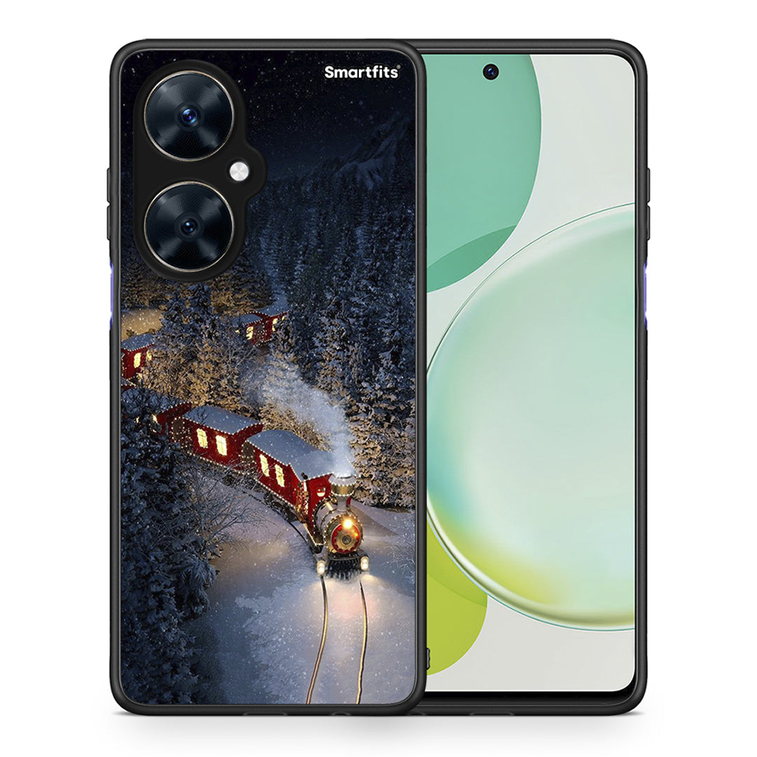 Θήκη Huawei Nova 11i Xmas Train από τη Smartfits με σχέδιο στο πίσω μέρος και μαύρο περίβλημα | Huawei Nova 11i Xmas Train case with colorful back and black bezels