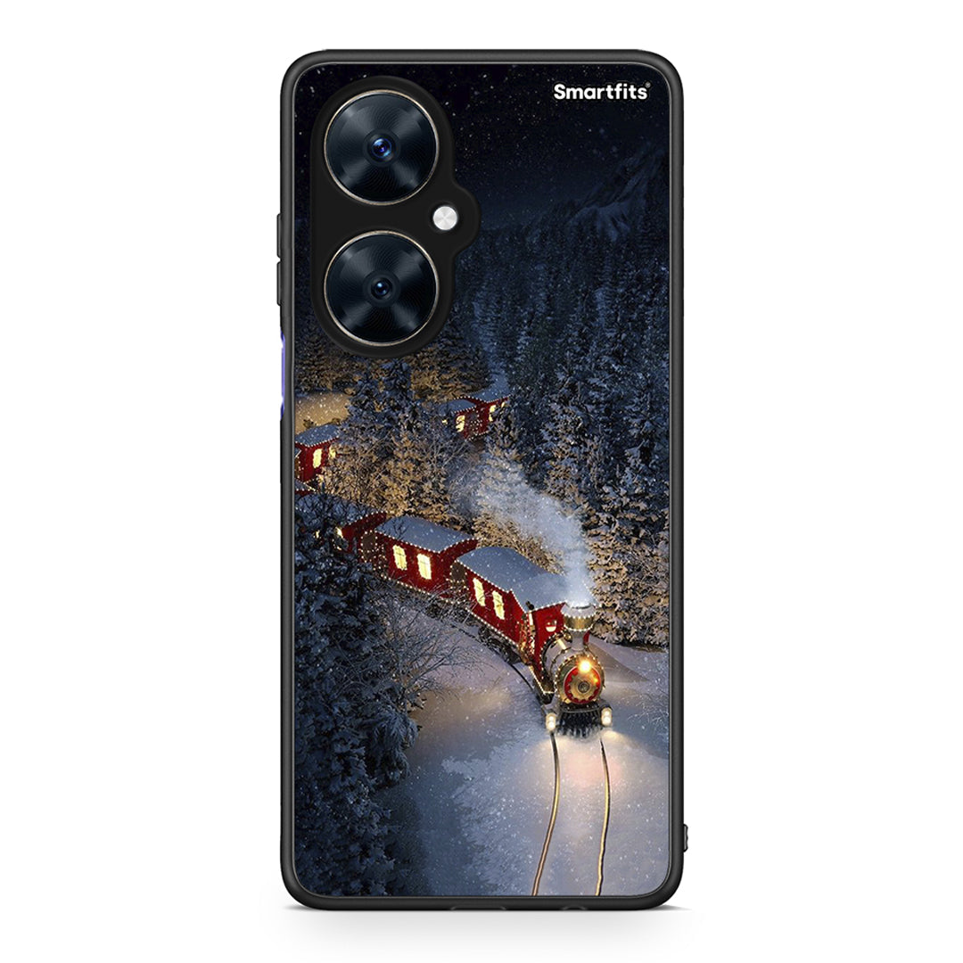 Huawei Nova 11i Xmas Train θήκη από τη Smartfits με σχέδιο στο πίσω μέρος και μαύρο περίβλημα | Smartphone case with colorful back and black bezels by Smartfits