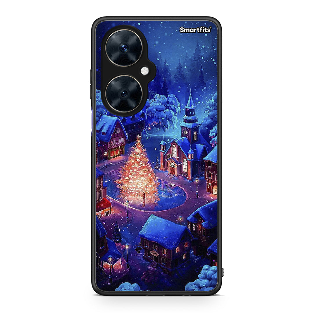 Huawei Nova 11i Xmas Village θήκη από τη Smartfits με σχέδιο στο πίσω μέρος και μαύρο περίβλημα | Smartphone case with colorful back and black bezels by Smartfits