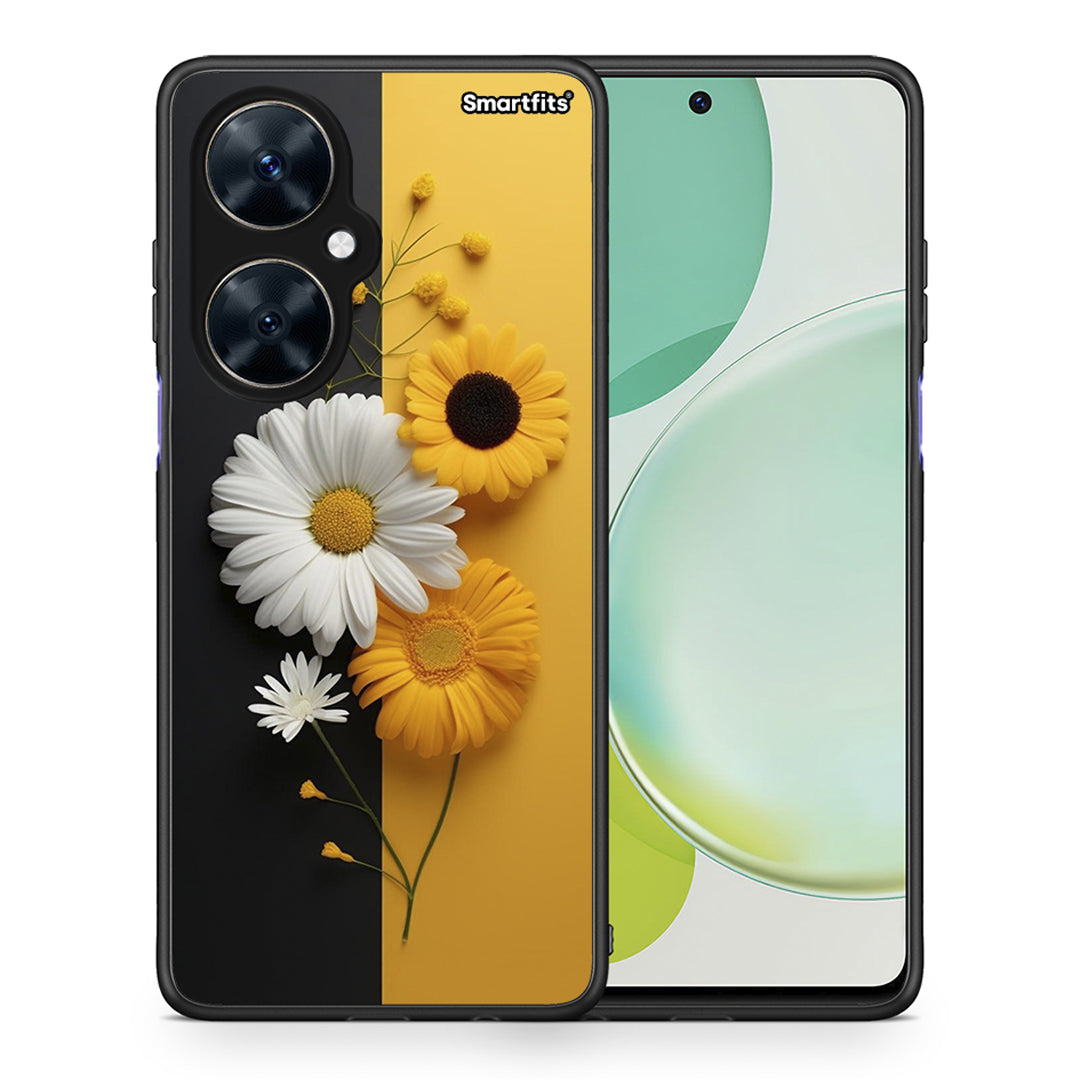 Θήκη Huawei Nova 11i Yellow Daisies από τη Smartfits με σχέδιο στο πίσω μέρος και μαύρο περίβλημα | Huawei Nova 11i Yellow Daisies case with colorful back and black bezels