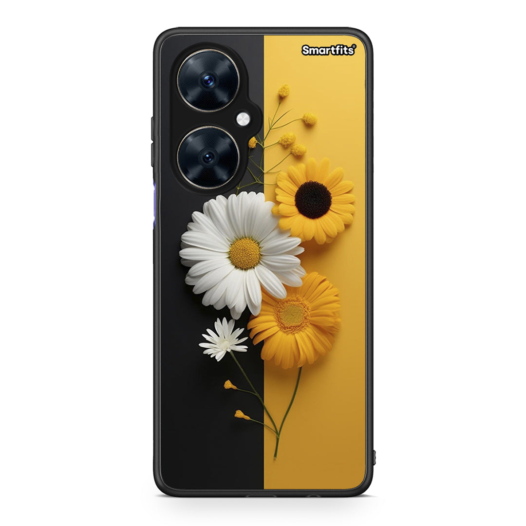 Huawei Nova 11i Yellow Daisies θήκη από τη Smartfits με σχέδιο στο πίσω μέρος και μαύρο περίβλημα | Smartphone case with colorful back and black bezels by Smartfits