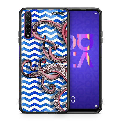 Θήκη Huawei Nova 5T/Honor 20 Chevron Devilfish από τη Smartfits με σχέδιο στο πίσω μέρος και μαύρο περίβλημα | Huawei Nova 5T/Honor 20 Chevron Devilfish case with colorful back and black bezels