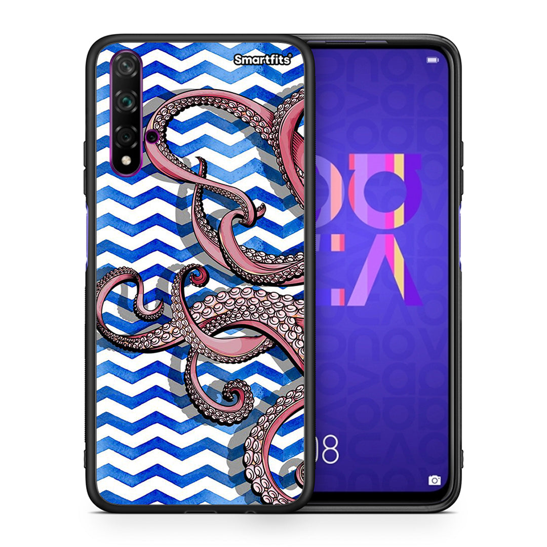 Θήκη Huawei Nova 5T/Honor 20 Chevron Devilfish από τη Smartfits με σχέδιο στο πίσω μέρος και μαύρο περίβλημα | Huawei Nova 5T/Honor 20 Chevron Devilfish case with colorful back and black bezels