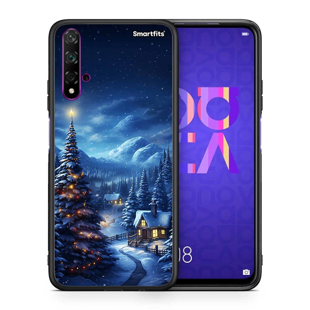 Θήκη Huawei Nova 5T/Honor 20 Christmas Scenery από τη Smartfits με σχέδιο στο πίσω μέρος και μαύρο περίβλημα | Huawei Nova 5T/Honor 20 Christmas Scenery case with colorful back and black bezels