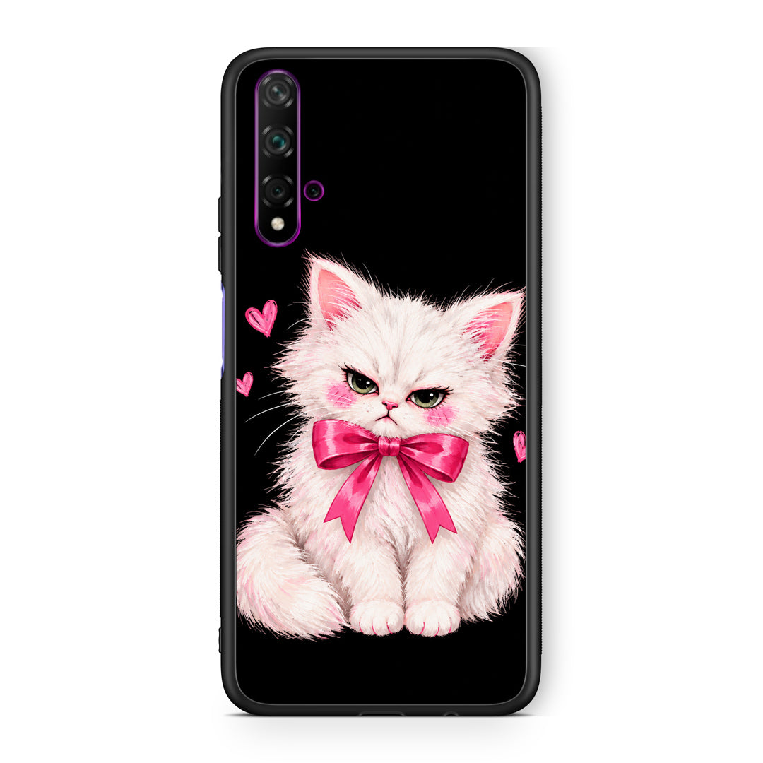 Θήκη Huawei Nova 5T / Honor 20 Grumpy Party Kitten on Black από τη Smartfits με σχέδιο στο πίσω μέρος και μαύρο περίβλημα | Huawei Nova 5T / Honor 20 Grumpy Party Kitten on Black case with colorful back and black bezels