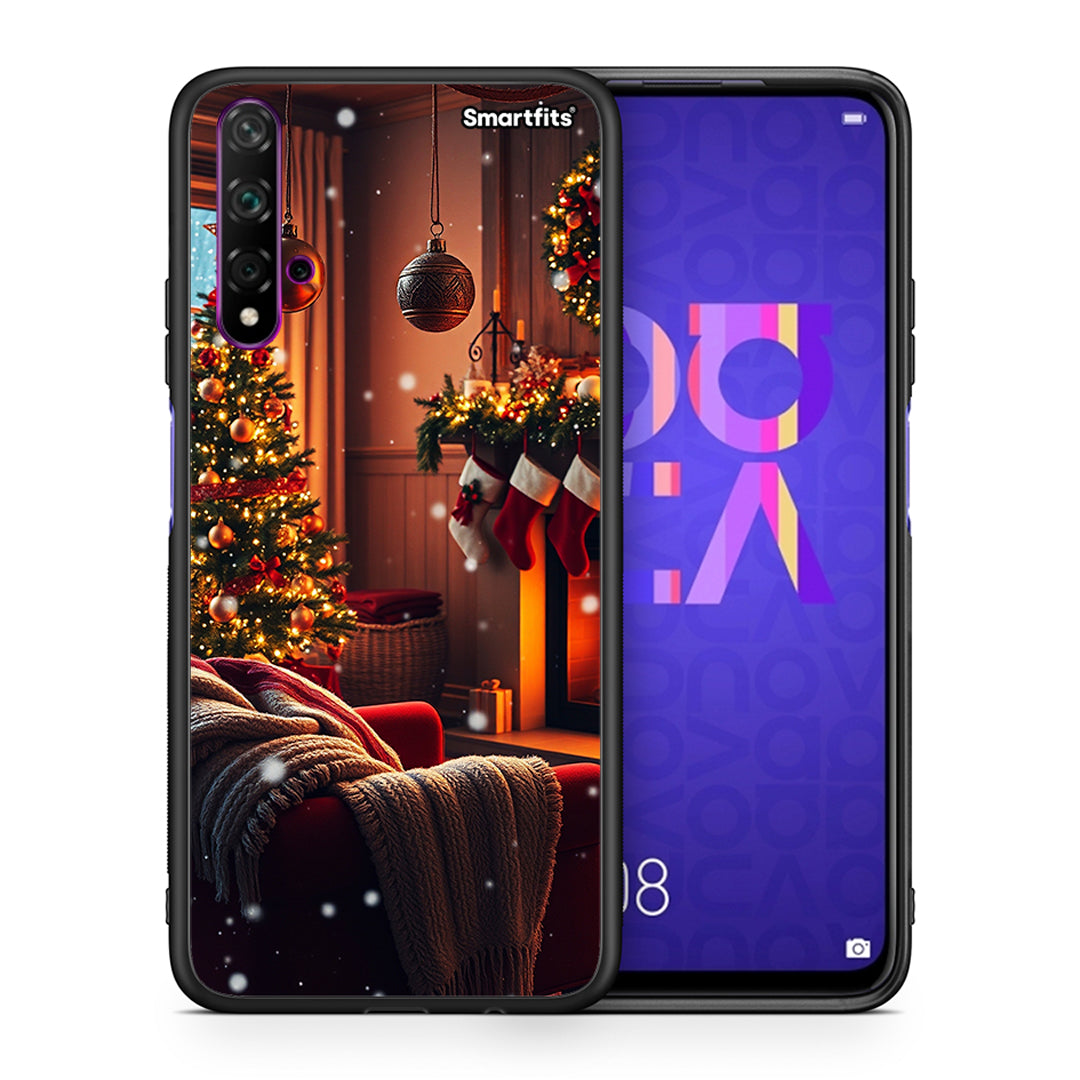 Θήκη Huawei Nova 5T/Honor 20 Home For Christmas από τη Smartfits με σχέδιο στο πίσω μέρος και μαύρο περίβλημα | Huawei Nova 5T/Honor 20 Home For Christmas case with colorful back and black bezels