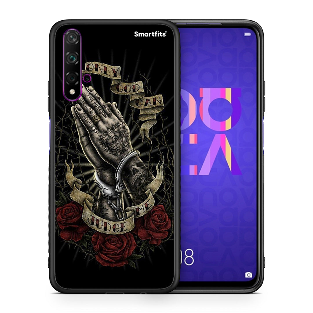 Θήκη Huawei Nova 5T/Honor 20 Judge By God από τη Smartfits με σχέδιο στο πίσω μέρος και μαύρο περίβλημα | Huawei Nova 5T/Honor 20 Judge By God case with colorful back and black bezels