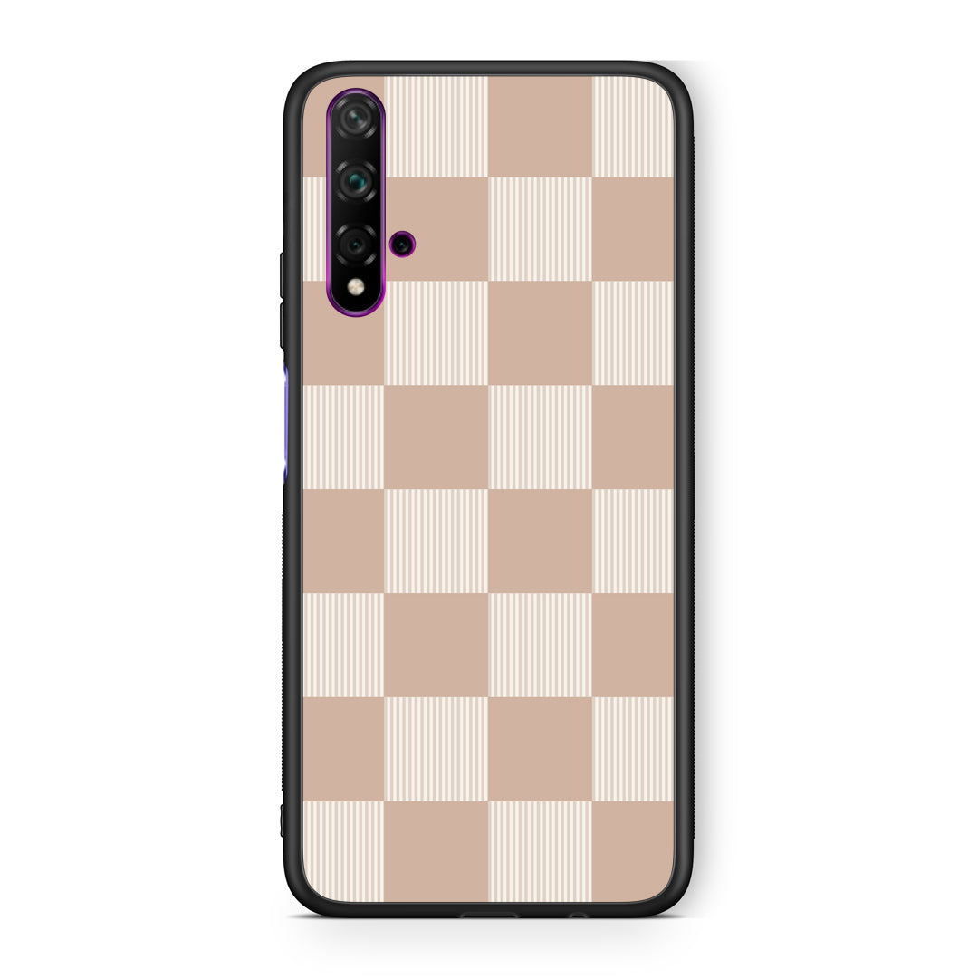 Θήκη Huawei Nova 5T / Honor 20 Latte and Cream Striped Checks από τη Smartfits με σχέδιο στο πίσω μέρος και μαύρο περίβλημα | Huawei Nova 5T / Honor 20 Latte and Cream Striped Checks case with colorful back and black bezels