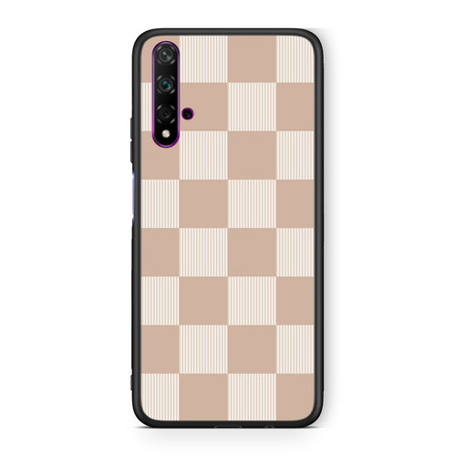 Θήκη Huawei Nova 5T / Honor 20 Latte and Cream Striped Checks από τη Smartfits με σχέδιο στο πίσω μέρος και μαύρο περίβλημα | Huawei Nova 5T / Honor 20 Latte and Cream Striped Checks case with colorful back and black bezels