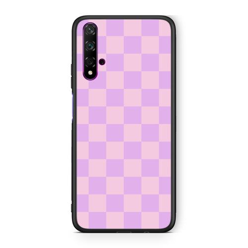 Θήκη Huawei Nova 5T / Honor 20 Lavender and Pink Checkerboard από τη Smartfits με σχέδιο στο πίσω μέρος και μαύρο περίβλημα | Huawei Nova 5T / Honor 20 Lavender and Pink Checkerboard case with colorful back and black bezels