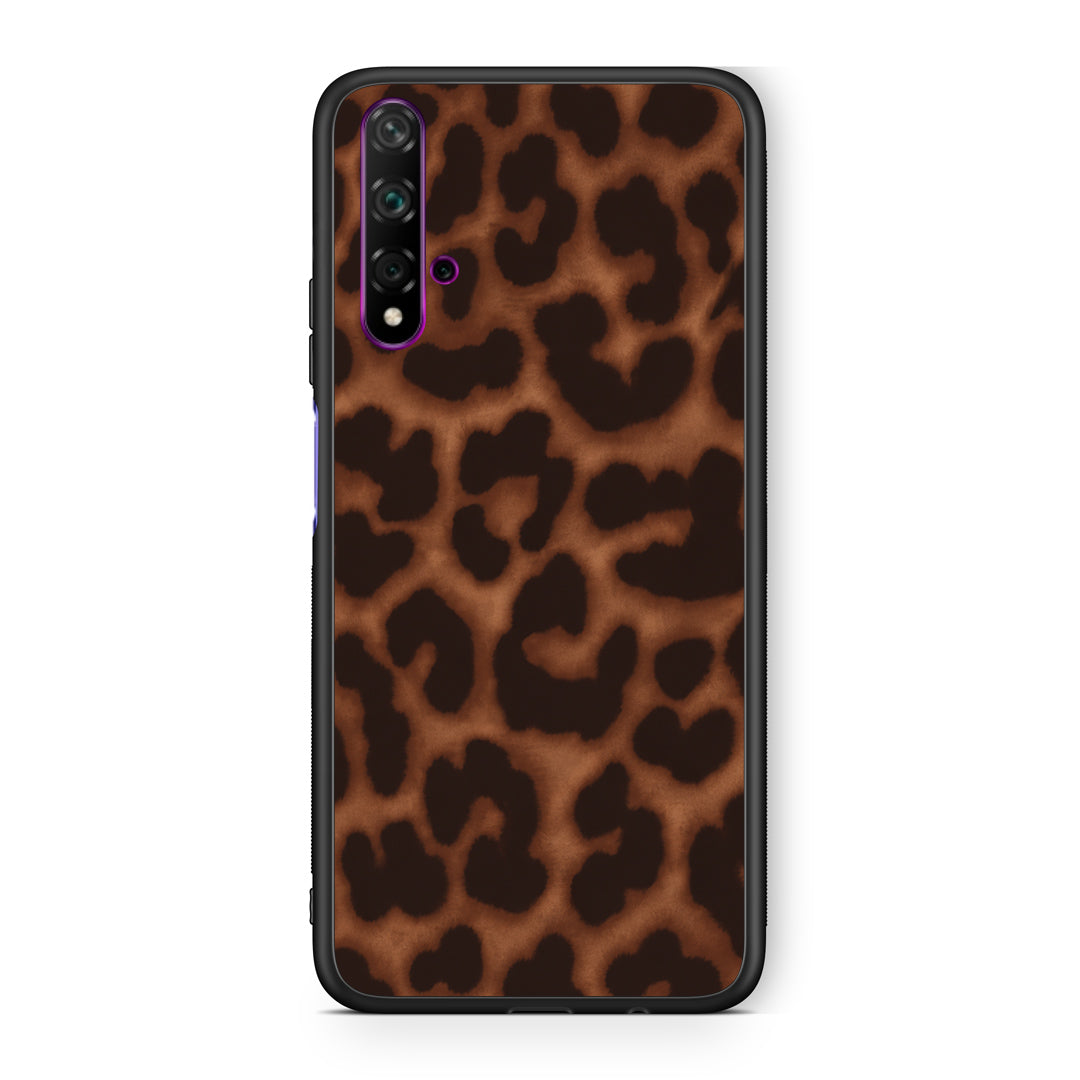 Θήκη Huawei Nova 5T / Honor 20 Leopard Print Dark Brown από τη Smartfits με σχέδιο στο πίσω μέρος και μαύρο περίβλημα | Huawei Nova 5T / Honor 20 Leopard Print Dark Brown case with colorful back and black bezels