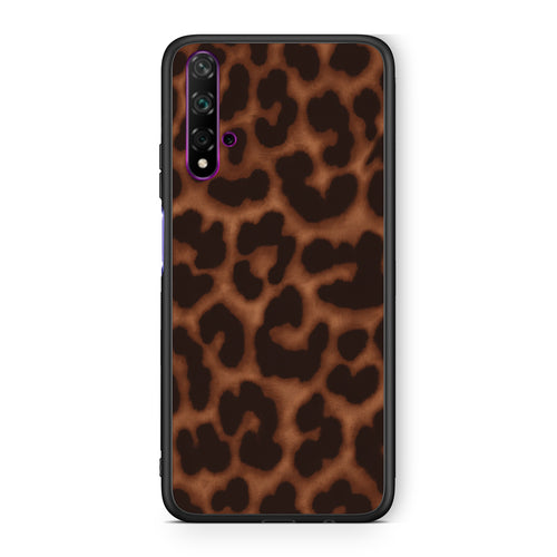 Θήκη Huawei Nova 5T / Honor 20 Leopard Print Dark Brown από τη Smartfits με σχέδιο στο πίσω μέρος και μαύρο περίβλημα | Huawei Nova 5T / Honor 20 Leopard Print Dark Brown case with colorful back and black bezels