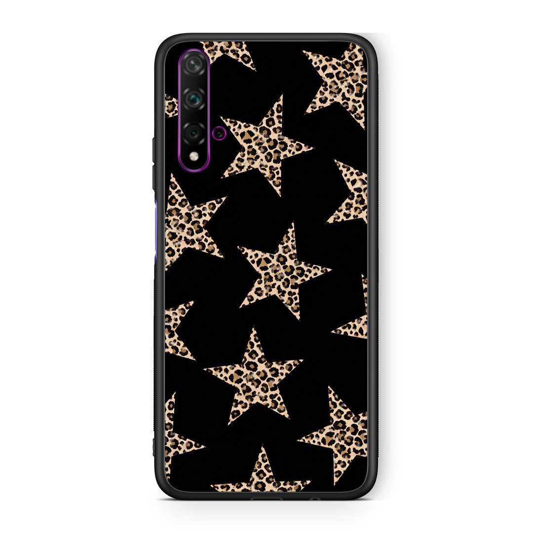 Θήκη Huawei Nova 5T / Honor 20 Leopard Stars on Black από τη Smartfits με σχέδιο στο πίσω μέρος και μαύρο περίβλημα | Huawei Nova 5T / Honor 20 Leopard Stars on Black case with colorful back and black bezels
