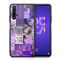 Thumbnail for Θήκη Huawei Nova 5T/Honor 20 Purple Aesthetic Collage από τη Smartfits με σχέδιο στο πίσω μέρος και μαύρο περίβλημα | Huawei Nova 5T/Honor 20 Purple Aesthetic Collage case with colorful back and black bezels