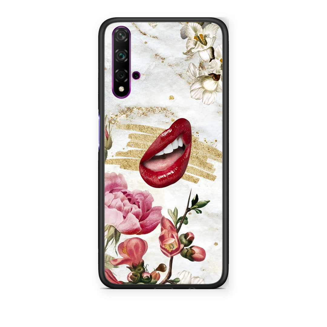 Θήκη Huawei Nova 5T / Honor 20 Red Lips από τη Smartfits με σχέδιο στο πίσω μέρος και μαύρο περίβλημα | Huawei Nova 5T / Honor 20 Red Lips case with colorful back and black bezels