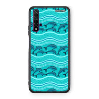 Thumbnail for Huawei Nova 5T Swimming Dolphins θήκη από τη Smartfits με σχέδιο στο πίσω μέρος και μαύρο περίβλημα | Smartphone case with colorful back and black bezels by Smartfits