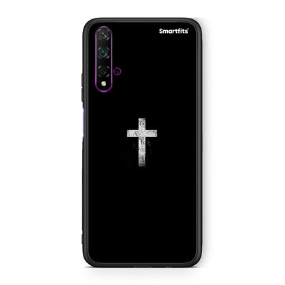 Huawei Nova 5T White Cross θήκη από τη Smartfits με σχέδιο στο πίσω μέρος και μαύρο περίβλημα | Smartphone case with colorful back and black bezels by Smartfits