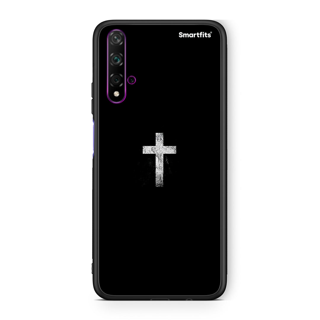 Huawei Nova 5T White Cross θήκη από τη Smartfits με σχέδιο στο πίσω μέρος και μαύρο περίβλημα | Smartphone case with colorful back and black bezels by Smartfits