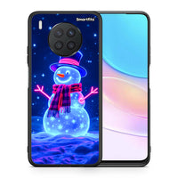 Thumbnail for Θήκη Huawei Nova 8i / Honor 50 Lite Christmas Neon Snowman από τη Smartfits με σχέδιο στο πίσω μέρος και μαύρο περίβλημα | Huawei Nova 8i / Honor 50 Lite Christmas Neon Snowman case with colorful back and black bezels