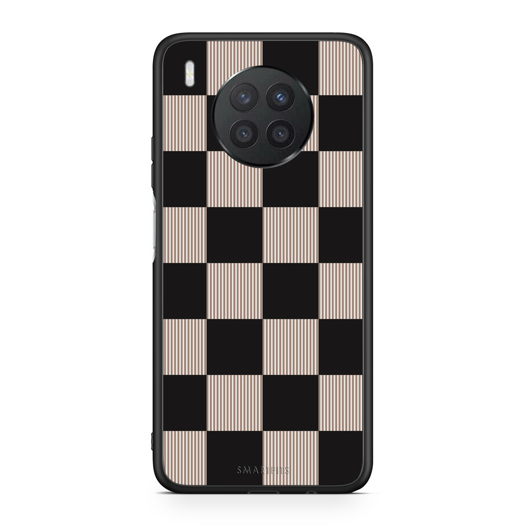 Θήκη Huawei Nova 8i / Honor 50 Lite Black and Taupe Striped Checks από τη Smartfits με σχέδιο στο πίσω μέρος και μαύρο περίβλημα | Huawei Nova 8i / Honor 50 Lite Black and Taupe Striped Checks case with colorful back and black bezels