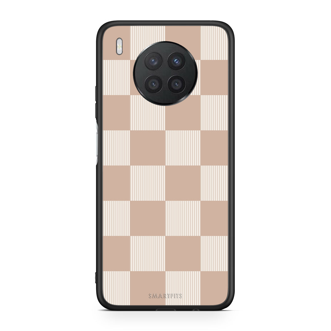 Θήκη Huawei Nova 8i / Honor 50 Lite Latte and Cream Striped Checks από τη Smartfits με σχέδιο στο πίσω μέρος και μαύρο περίβλημα | Huawei Nova 8i / Honor 50 Lite Latte and Cream Striped Checks case with colorful back and black bezels