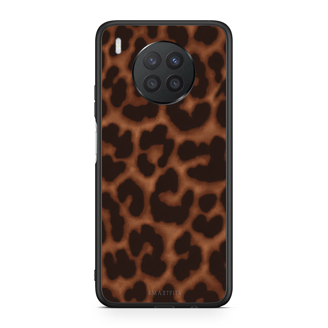 Θήκη Huawei Nova 8i / Honor 50 Lite Leopard Print Dark Brown από τη Smartfits με σχέδιο στο πίσω μέρος και μαύρο περίβλημα | Huawei Nova 8i / Honor 50 Lite Leopard Print Dark Brown case with colorful back and black bezels