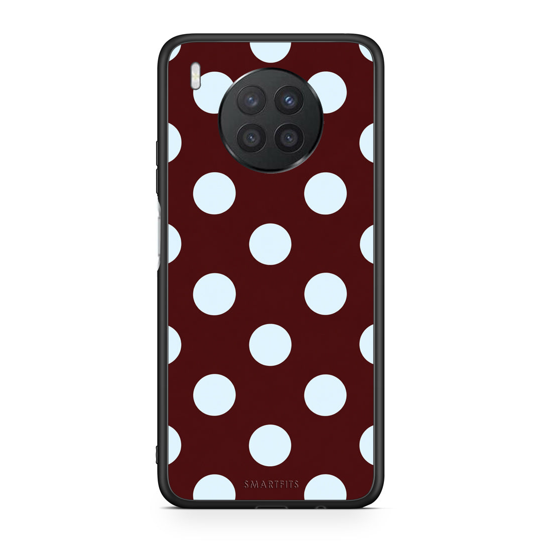 Θήκη Huawei Nova 8i / Honor 50 Lite Pale Blue Large Polka Dots on Burgundy από τη Smartfits με σχέδιο στο πίσω μέρος και μαύρο περίβλημα | Huawei Nova 8i / Honor 50 Lite Pale Blue Large Polka Dots on Burgundy case with colorful back and black bezels