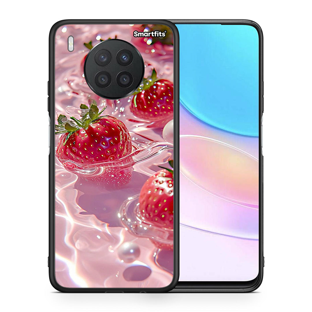 Θήκη Huawei Nova 8i / Honor 50 Lite Juicy Strawberries από τη Smartfits με σχέδιο στο πίσω μέρος και μαύρο περίβλημα | Huawei Nova 8i / Honor 50 Lite Juicy Strawberries case with colorful back and black bezels