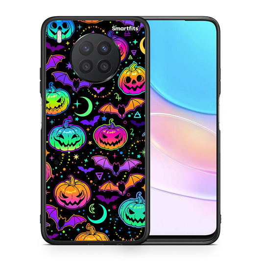 Θήκη Huawei Nova 8i / Honor 50 Lite Neon Halloween από τη Smartfits με σχέδιο στο πίσω μέρος και μαύρο περίβλημα | Huawei Nova 8i / Honor 50 Lite Neon Halloween case with colorful back and black bezels