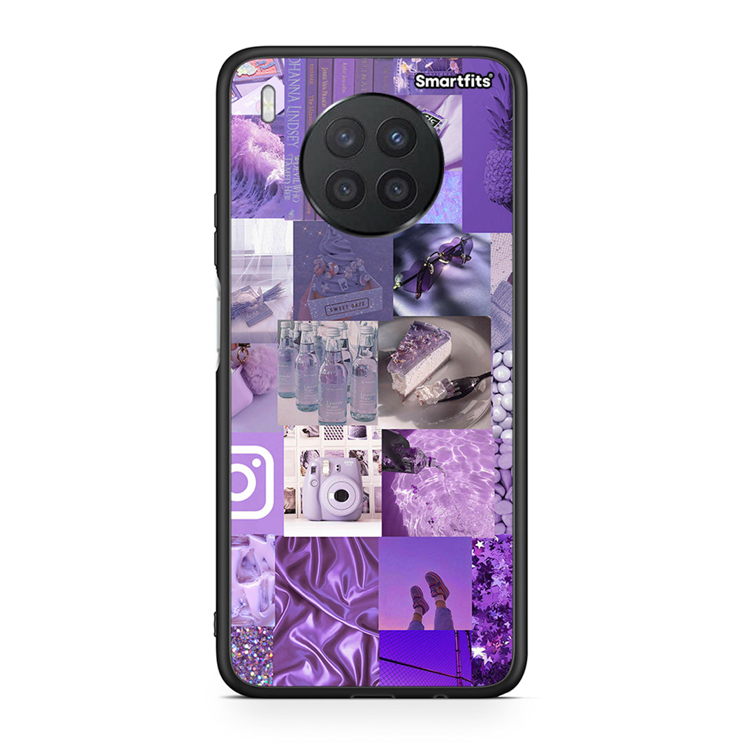 Huawei Nova 8i / Honor 50 Lite Purple Aesthetic Collage θήκη από τη Smartfits με σχέδιο στο πίσω μέρος και μαύρο περίβλημα | Smartphone case with colorful back and black bezels by Smartfits