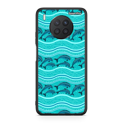 Huawei Nova 8i / Honor 50 Lite Swimming Dolphins θήκη από τη Smartfits με σχέδιο στο πίσω μέρος και μαύρο περίβλημα | Smartphone case with colorful back and black bezels by Smartfits