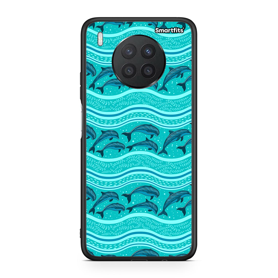 Huawei Nova 8i / Honor 50 Lite Swimming Dolphins θήκη από τη Smartfits με σχέδιο στο πίσω μέρος και μαύρο περίβλημα | Smartphone case with colorful back and black bezels by Smartfits