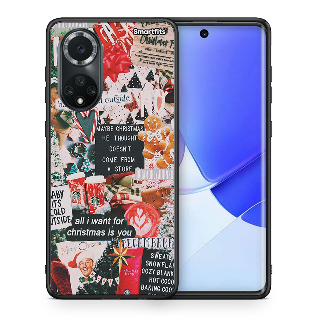 Θήκη Huawei Nova 9/Honor 50 Christmas Happiness από τη Smartfits με σχέδιο στο πίσω μέρος και μαύρο περίβλημα | Huawei Nova 9/Honor 50 Christmas Happiness case with colorful back and black bezels