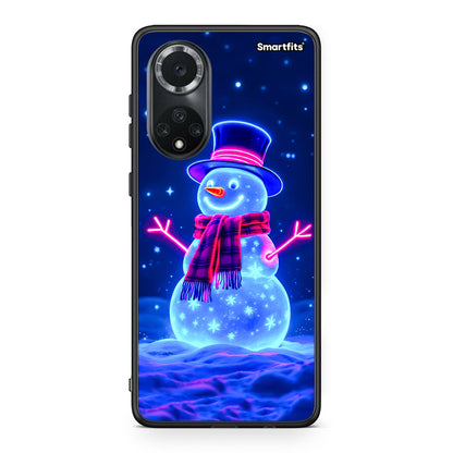 Huawei Nova 9/Honor 50 Christmas Neon Snowman θήκη από τη Smartfits με σχέδιο στο πίσω μέρος και μαύρο περίβλημα | Smartphone case with colorful back and black bezels by Smartfits
