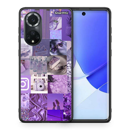 Θήκη Huawei Nova 9/Honor 50 Purple Aesthetic Collage από τη Smartfits με σχέδιο στο πίσω μέρος και μαύρο περίβλημα | Huawei Nova 9/Honor 50 Purple Aesthetic Collage case with colorful back and black bezels