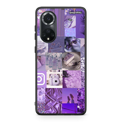 Huawei Nova 9/Honor 50 Purple Aesthetic Collage θήκη από τη Smartfits με σχέδιο στο πίσω μέρος και μαύρο περίβλημα | Smartphone case with colorful back and black bezels by Smartfits