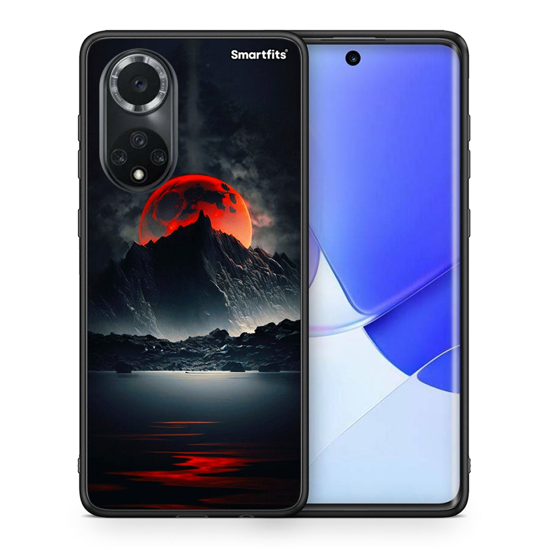 Θήκη Huawei Nova 9/Honor 50 Red Full Moon από τη Smartfits με σχέδιο στο πίσω μέρος και μαύρο περίβλημα | Huawei Nova 9/Honor 50 Red Full Moon case with colorful back and black bezels