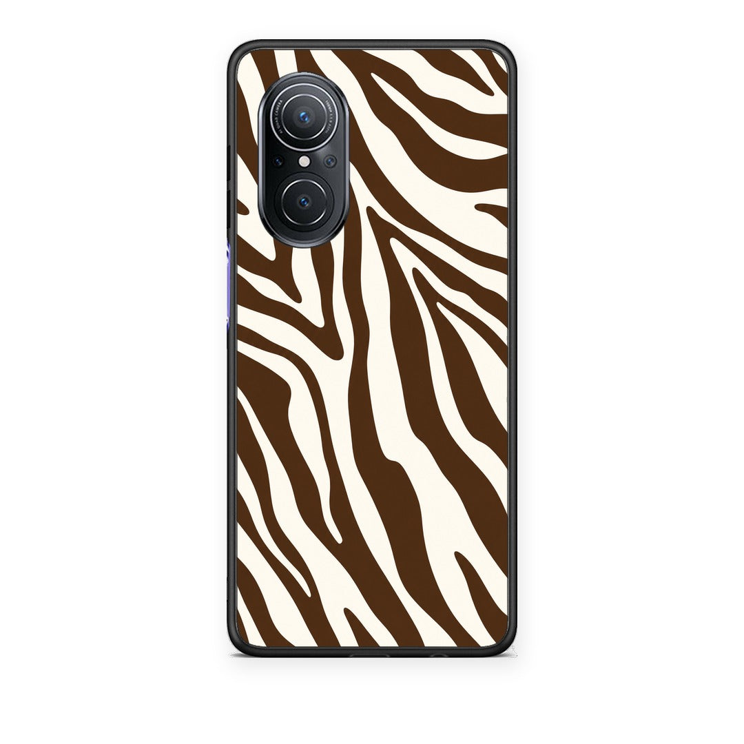 Θήκη Huawei Nova 9 SE Brown and Cream Zebra Stripes από τη Smartfits με σχέδιο στο πίσω μέρος και μαύρο περίβλημα | Huawei Nova 9 SE Brown and Cream Zebra Stripes case with colorful back and black bezels