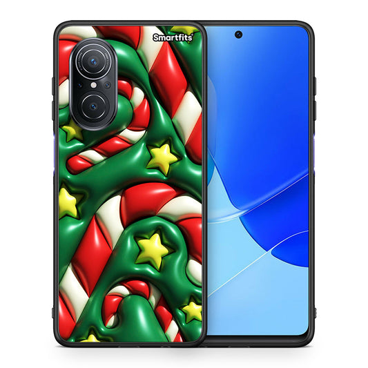 Θήκη Huawei Nova 9 SE Christmas Bubbles από τη Smartfits με σχέδιο στο πίσω μέρος και μαύρο περίβλημα | Huawei Nova 9 SE Christmas Bubbles case with colorful back and black bezels