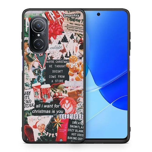 Θήκη Huawei Nova 9 SE Christmas Happiness από τη Smartfits με σχέδιο στο πίσω μέρος και μαύρο περίβλημα | Huawei Nova 9 SE Christmas Happiness case with colorful back and black bezels
