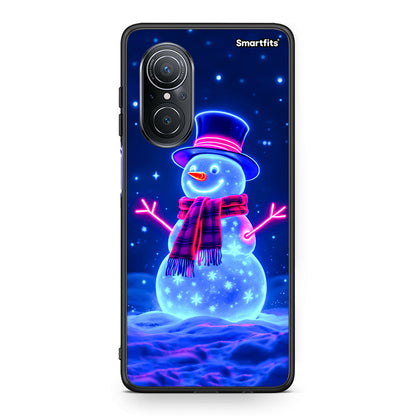 Huawei Nova 9 SE Christmas Neon Snowman θήκη από τη Smartfits με σχέδιο στο πίσω μέρος και μαύρο περίβλημα | Smartphone case with colorful back and black bezels by Smartfits