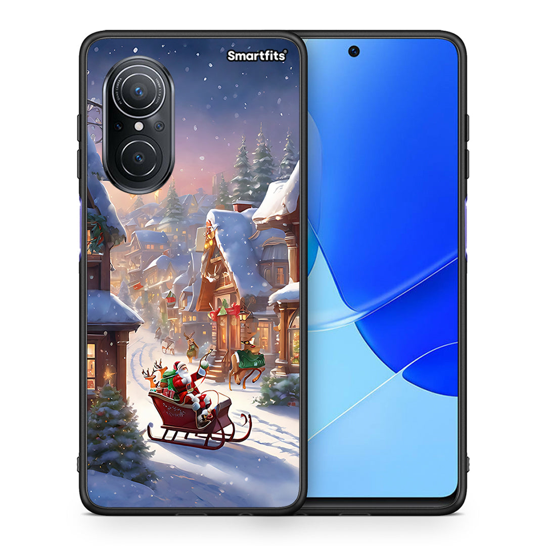 Θήκη Huawei Nova 9 SE Christmas Snow από τη Smartfits με σχέδιο στο πίσω μέρος και μαύρο περίβλημα | Huawei Nova 9 SE Christmas Snow case with colorful back and black bezels