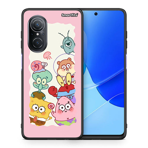 Θήκη Huawei Nova 9 SE Cute Companion από τη Smartfits με σχέδιο στο πίσω μέρος και μαύρο περίβλημα | Huawei Nova 9 SE Cute Companion case with colorful back and black bezels