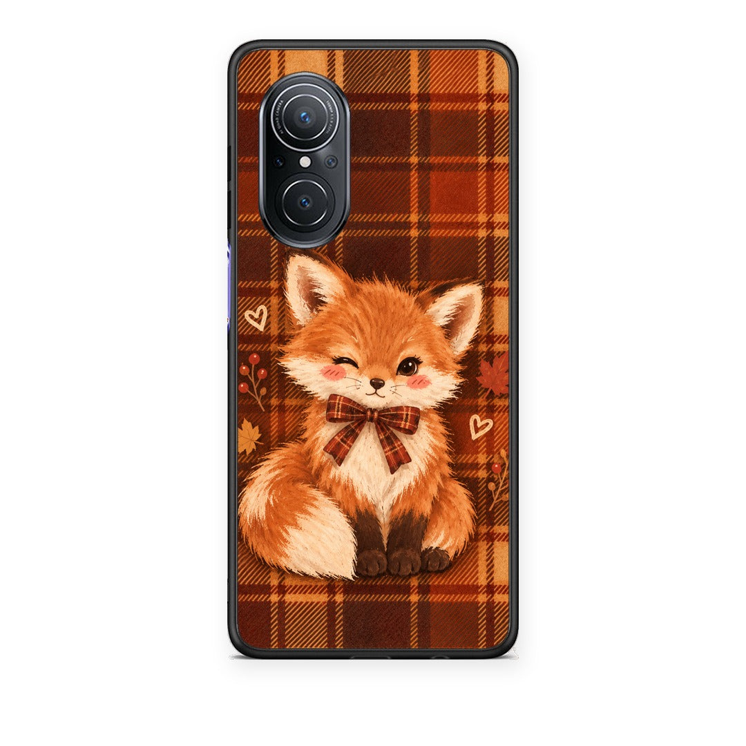 Θήκη Huawei Nova 9 SE Fox on Autumn Tartan από τη Smartfits με σχέδιο στο πίσω μέρος και μαύρο περίβλημα | Huawei Nova 9 SE Fox on Autumn Tartan case with colorful back and black bezels