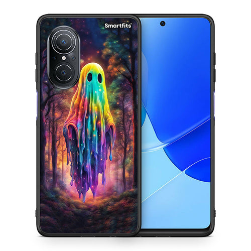 Θήκη Huawei Nova 9 SE Halloween Ghost από τη Smartfits με σχέδιο στο πίσω μέρος και μαύρο περίβλημα | Huawei Nova 9 SE Halloween Ghost case with colorful back and black bezels