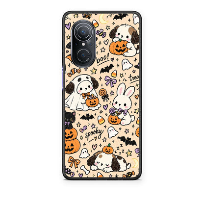 Θήκη Huawei Nova 9 SE Halloween Puppies and Friends on Cream από τη Smartfits με σχέδιο στο πίσω μέρος και μαύρο περίβλημα | Huawei Nova 9 SE Halloween Puppies and Friends on Cream case with colorful back and black bezels