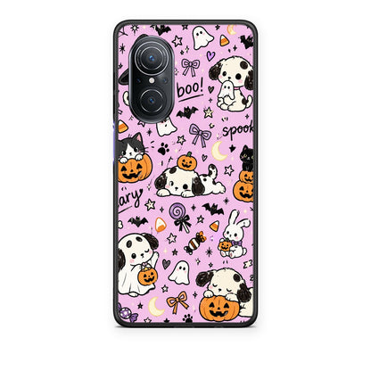 Θήκη Huawei Nova 9 SE Halloween Puppies and Friends on Lilac από τη Smartfits με σχέδιο στο πίσω μέρος και μαύρο περίβλημα | Huawei Nova 9 SE Halloween Puppies and Friends on Lilac case with colorful back and black bezels